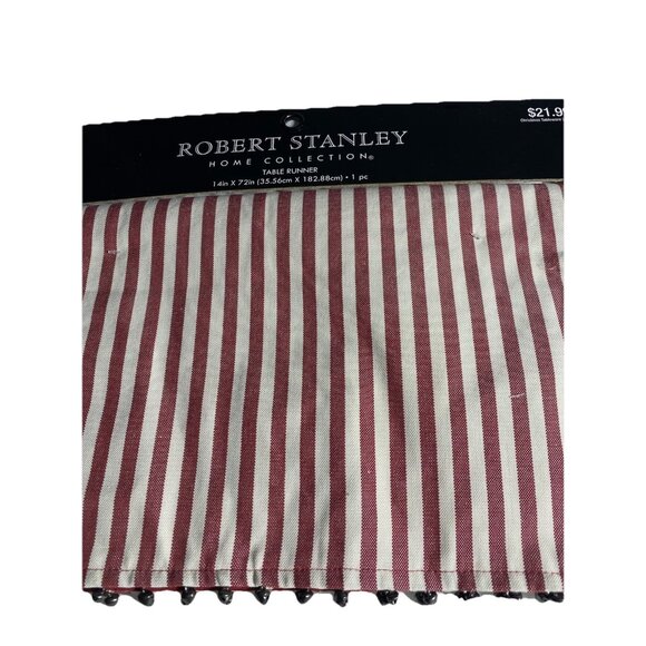Robert Stanley Striped Ticking Jingle Bell Table Runner 14”x72” Cottage Festival - Picture 10 of 10